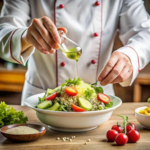 สลัดอโวคาโดควิญัวกับซีซาร์น้ำดำ